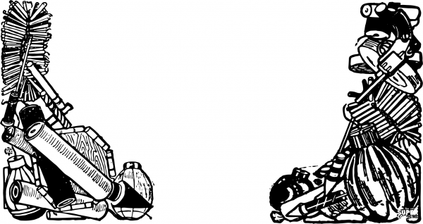 Vintage Fireworks Border coloring page image