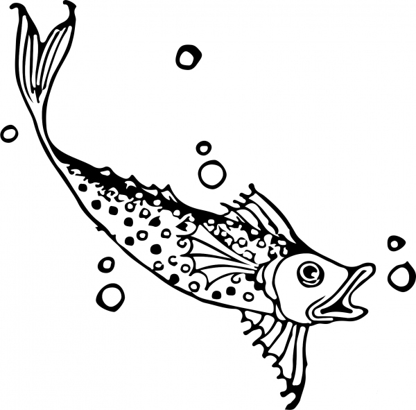 Vintage Fish coloring page image