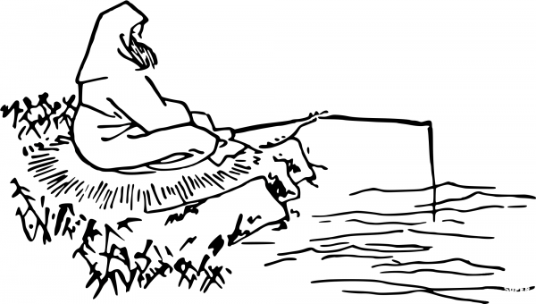 Vintage Fisherman coloring page image