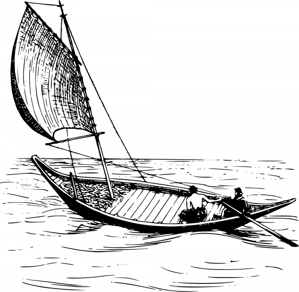 Vintage Fishing Boat coloring page image