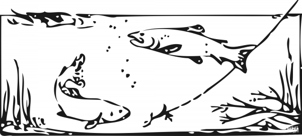 Vintage Fishing Scene coloring page image