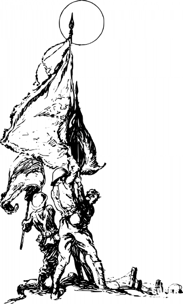 Vintage Flag Guys coloring page image