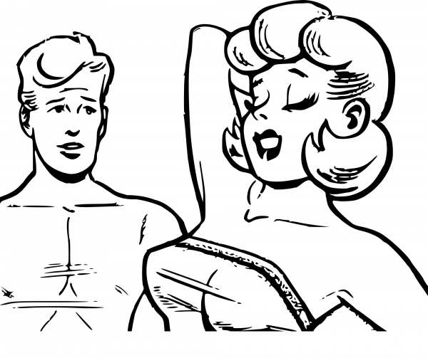 Vintage Flirty Girl coloring page image