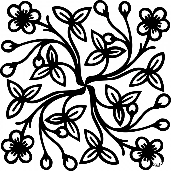 Vintage Floral Design coloring page image
