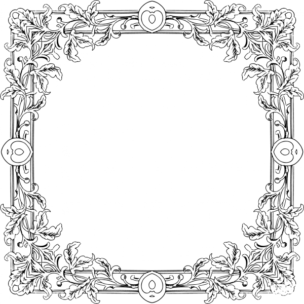 Vintage Floral Flourish Frame coloring page image