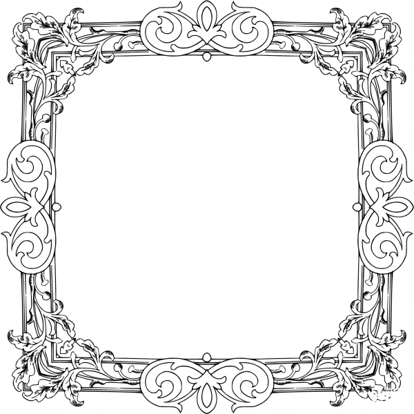 Vintage Floral Flourish Frame coloring page image