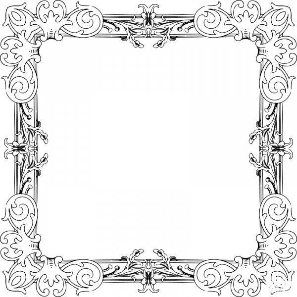 Vintage Floral Flourish Frame coloring page image