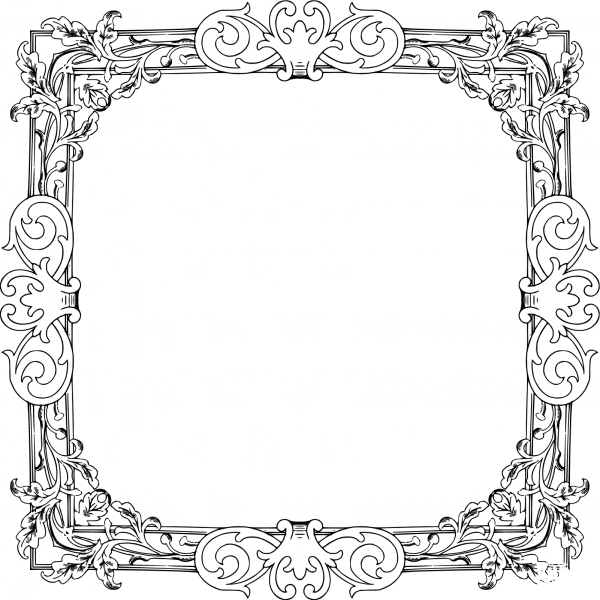 Vintage Floral Flourish Frame coloring page image