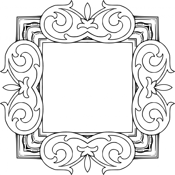 Vintage Floral Flourish Frame coloring page image
