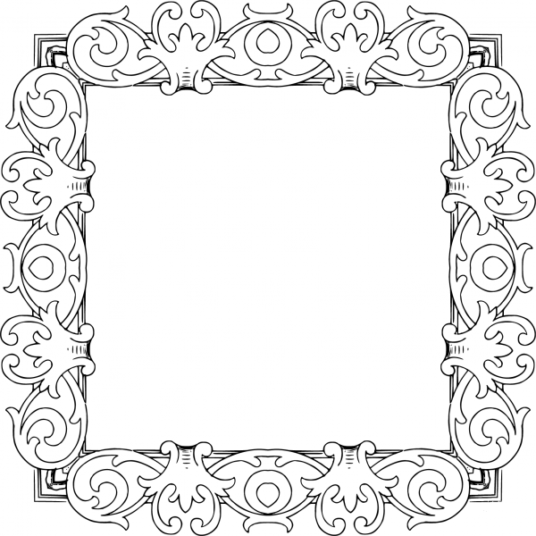 Vintage Floral Flourish Frame coloring page image