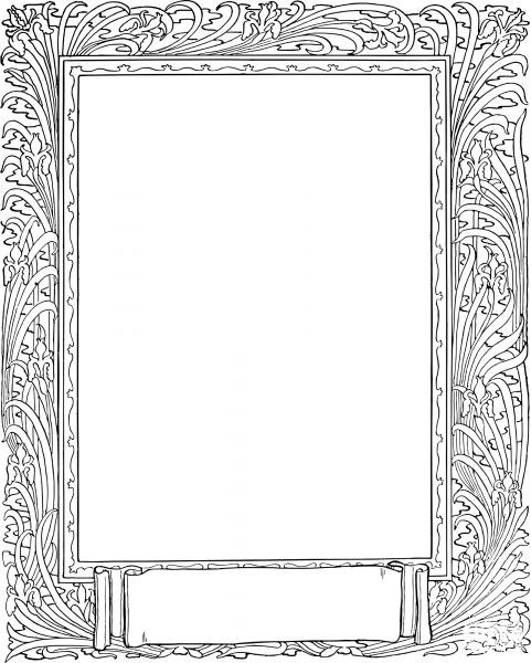 Vintage Floral Frame coloring page image