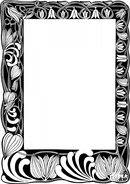 Vintage Floral Frame coloring page image