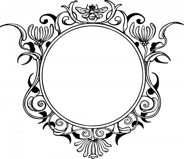 Vintage Floral Frame coloring page image