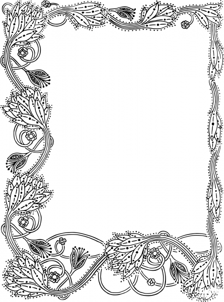 Vintage Floral Frame coloring page image