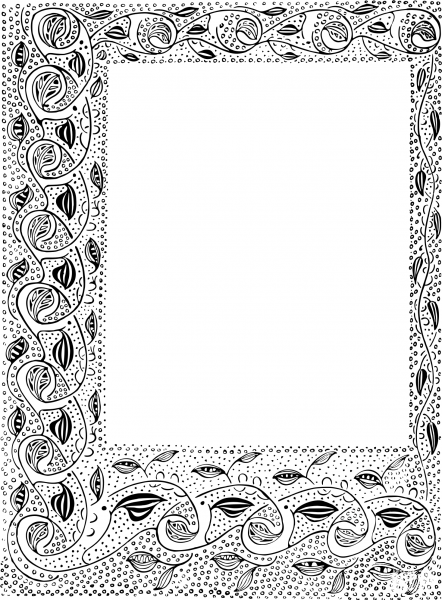 Vintage Floral Frame coloring page image