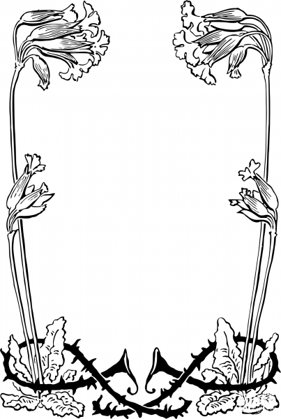 Vintage Floral Frame coloring page image