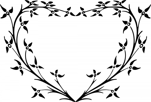 Vintage Floral Heart coloring page image