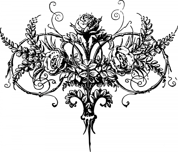 Vintage Floral with Rose coloring page image