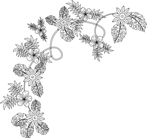 Vintage Flower Decoration coloring page image