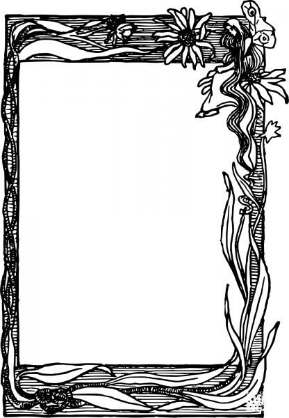 Vintage Flower Fairy Frame coloring page image