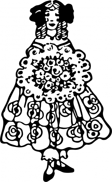 Vintage Flower Girl coloring page image