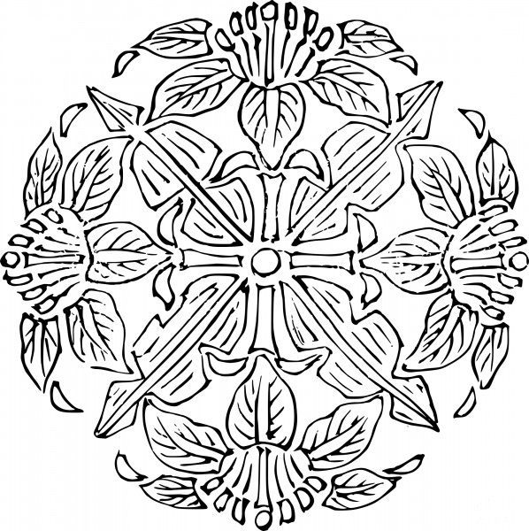 Vintage Flowers Swoosh coloring page image