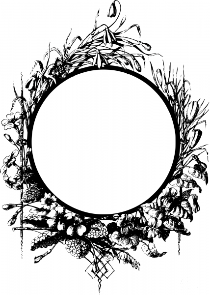 Vintage Flowery Frame coloring page image
