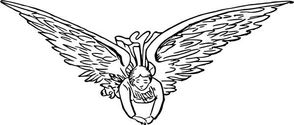 Vintage Flying Angel coloring page image