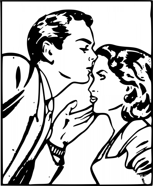 Vintage Forehead Kiss coloring page image