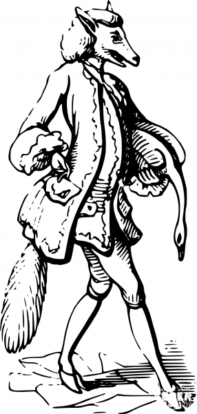 Vintage Fox and Goose coloring page image