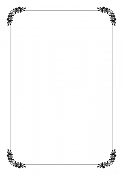 Vintage Frame with Roses coloring page image