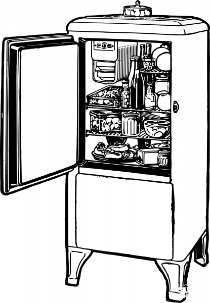 Vintage Fridge Open coloring page image