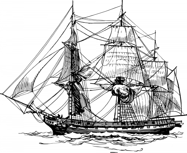 Vintage Frigate coloring page image