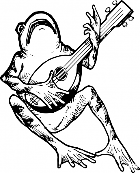 Vintage Frog with Mandolin coloring page image