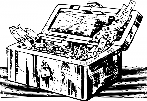 Vintage Full Treasure Chest coloring page image