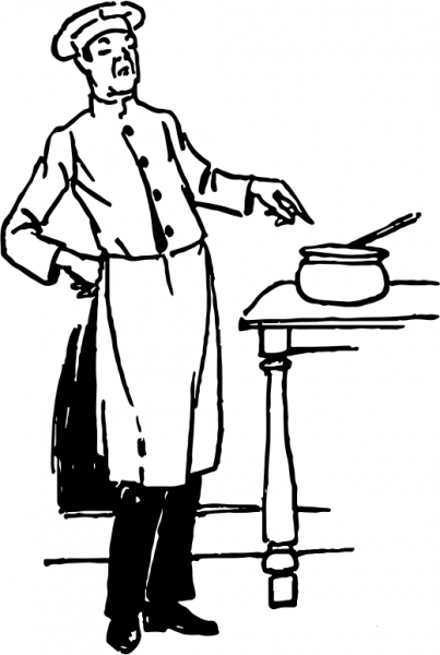 Vintage Fussy Chef coloring page image