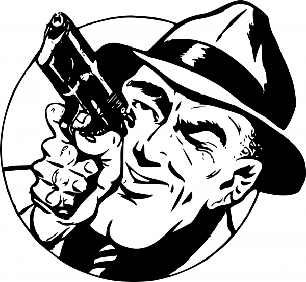 Vintage Gangster with a Gun coloring page image