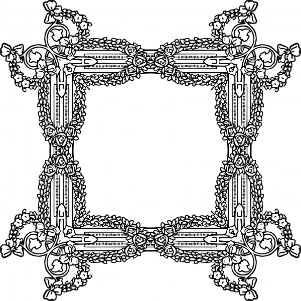Vintage Garland Frame coloring page image