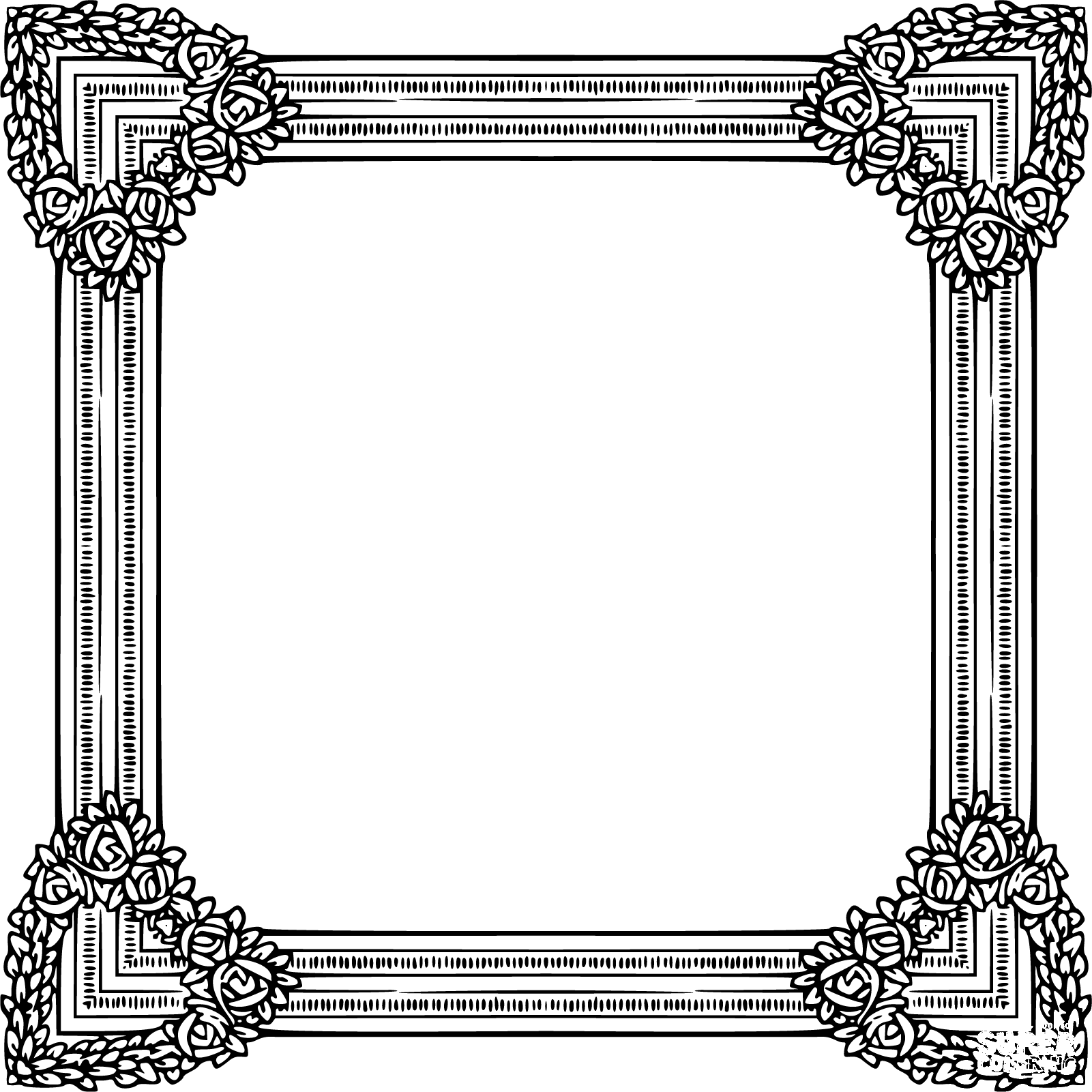 Vintage Garland Frame Coloring Page Colouringpages