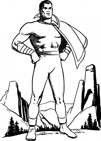 Vintage Generic Superhero coloring page image