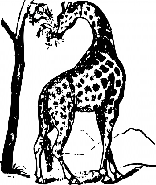 Vintage Giraffee Tree coloring page image