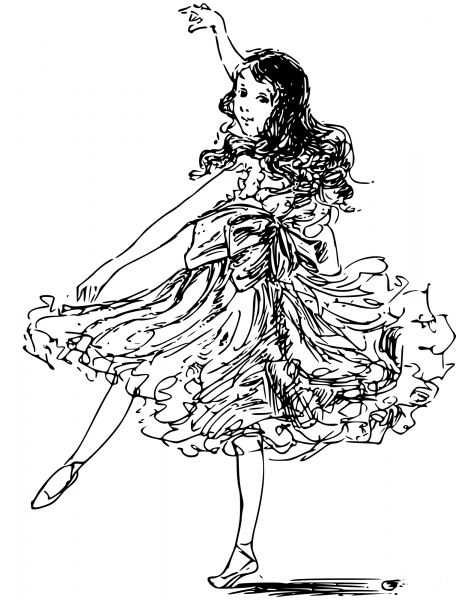 Vintage Girl Dancing coloring page image