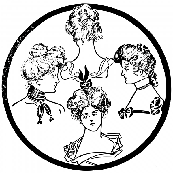 Vintage Girl from Any Side coloring page image