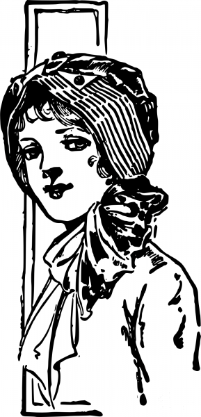 Vintage Girl in a Bonnet coloring page image