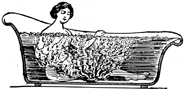 Vintage Girl in a Hot Bath coloring page image