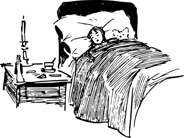 Vintage Girl in Bed coloring page image