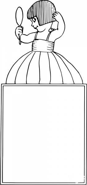Vintage Girl Mirror Frame coloring page image