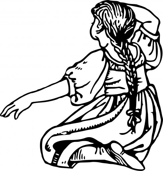 Vintage Girl Sitting coloring page image