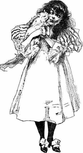 Vintage Girl with Cat coloring page image