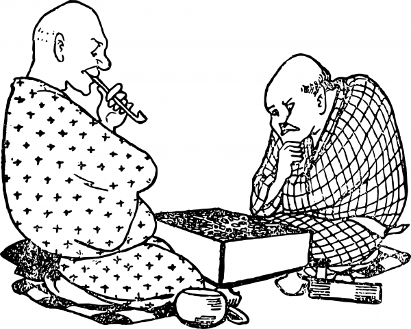 Vintage Go Players coloring page image